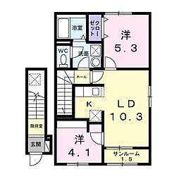 大林1丁目アパート 2LDKの間取図画像