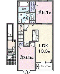リアンTE 2LDKの間取図画像