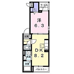 クラリエート 1DKの間取図画像
