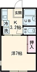 コーポふじ 1Kの間取図画像