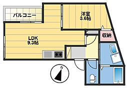 THE NOBLES東大利 1LDKの間取図画像