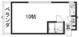 ドミール桂 1Kの間取図画像