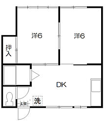 コーポ呉刻館 2DKの間取図画像