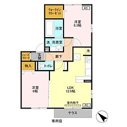 アルページュA 2LDKの間取図画像