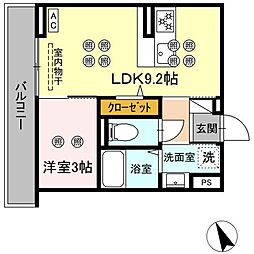 グランドメゾン大内町 1LDKの間取図画像