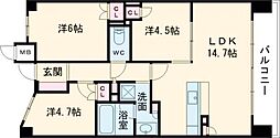ファインレジデンス住道駅前 3LDKの間取図画像