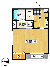 京OHBU3 1Kの間取図画像