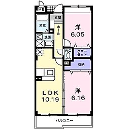 メゾン・カレ 2LDKの間取図画像