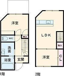 エクリュミユキ宇都 2DKの間取図画像