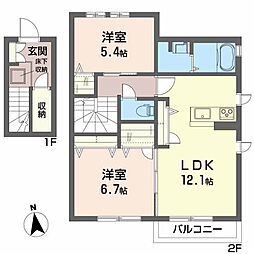 グリーンメゾンニュー大橋B 2LDKの間取図画像