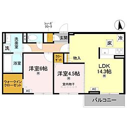 ボヌール斑鳩 2LDKの間取図画像