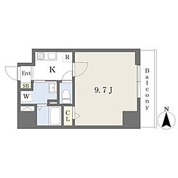 アルバ志賀本通 1Kの間取図画像