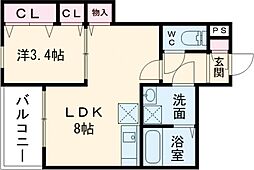 ジーメゾン戸畑フローレ 1LDKの間取図画像