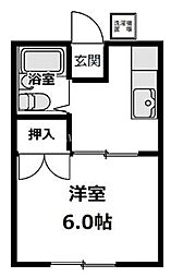両毛コーポ 1Kの間取図画像