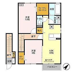 アトリオ青山D 2LDKの間取図画像