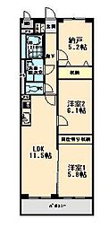 エクラときわ1 2LDKの間取図画像