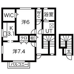 セピアコートA 2Kの間取図画像