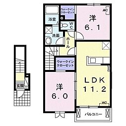 サクラヒルズ 2LDKの間取図画像