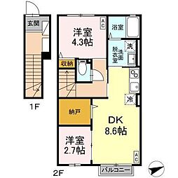 メゾン泉東町 2DKの間取図画像