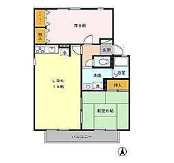 アンティエーヌA 2LDKの間取図画像