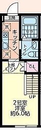 Palette Base北里 1Kの間取図画像