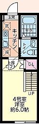 Palette Base北里 1Kの間取図画像