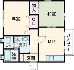 ロイヤルガーデン横尾B 2LDKの間取図画像