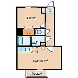エスト・ハナセン 1LDKの間取図画像