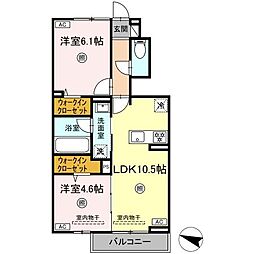 ロイヤルタウン長瀬町B 2LDKの間取図画像
