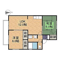 リバーサイド喜々津 2LDKの間取図画像