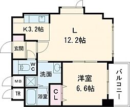 グランドール東開 1LDKの間取図画像