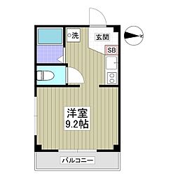 カワラマチハイツ ワンルームの間取図画像