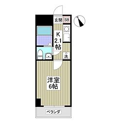 石田ビル 1Kの間取図画像