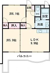 マンションマスカット 2LDKの間取図画像