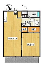 メゾントレビ12B 1LDKの間取図画像