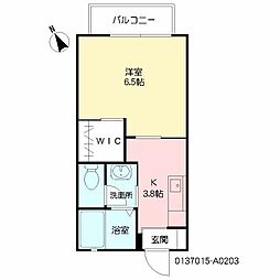 グランシード古賀島 1Kの間取図画像