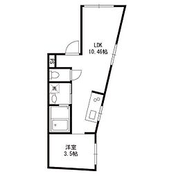 サニーレジデンス中野新橋 1LDKの間取図画像