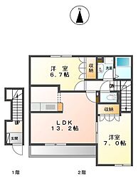 シャルマンコートA 2LDKの間取図画像
