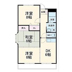 ジュール・ヴェルヌ 3DKの間取図画像