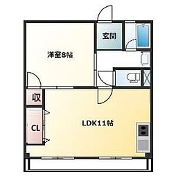 アイボリーシャトー 1LDKの間取図画像