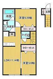 メゾン・ルミエールII 2LDKの間取図画像