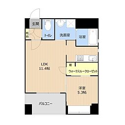 LIBTH・白川公園 1LDKの間取図画像