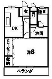 パークハイツ 1Kの間取図画像