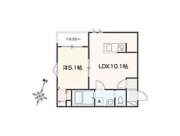 MELLAS田無 1LDKの間取図画像