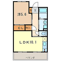 ミルフィーユふじみ野弐番館 1LDKの間取図画像