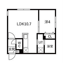 Lien北12(リアン) 1LDKの間取図画像