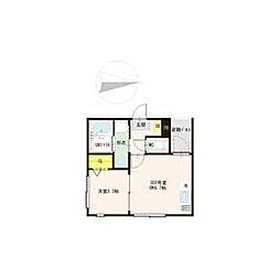 ハーモニーテラス高松VI初期費用5万円パック 1DKの間取図画像