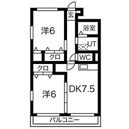 プロムナード22 2LDKの間取図画像