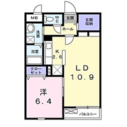 ラ・ソレイユ笛吹3 1LDKの間取図画像