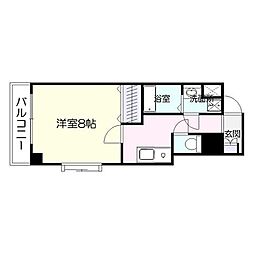 インプレイス中央 1Kの間取図画像